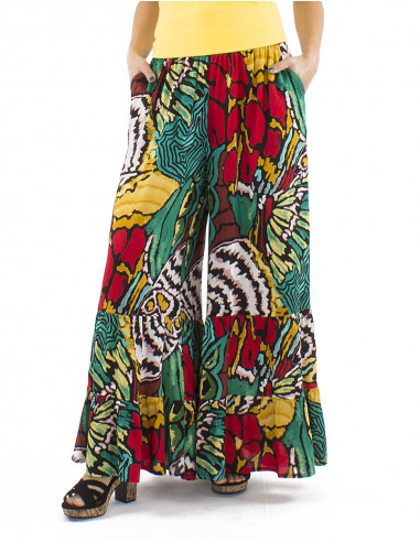 Pantalon viscosa bajo ancho estampado Sauvage