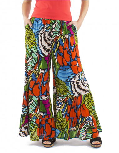 Pantalon viscosa bajo ancho estampado Sauvage