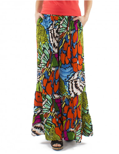 Pantalon viscosa bajo ancho estampado Sauvage