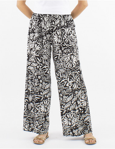 Pantalon viscosa corte recto estampado Magnolia