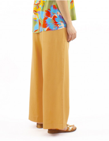 Pantalon 54% lino 46% viscosa ancho cinturon...