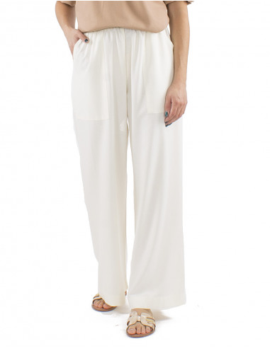 Pantalon 54% lino 46% viscosa ancho cinturon...
