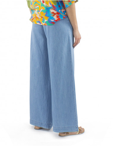 Pantalon algodon denim recto 2 botones