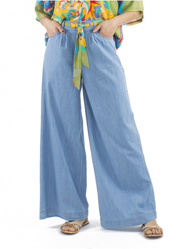 Pantalon algodon denim recto 2 botones