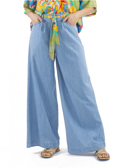 Pantalon algodon denim recto 2 botones