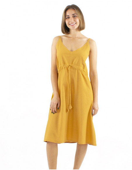 Vestido corto algodon liso sw tirantes