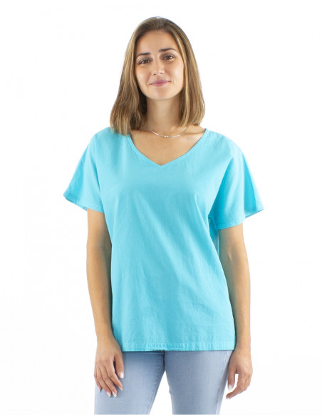 Top viscosa ancho mangas cortas estampado Camelia