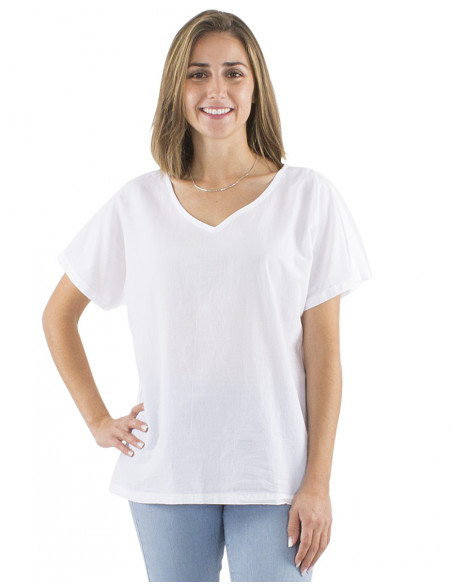 Top viscosa ancho mangas cortas estampado Camelia