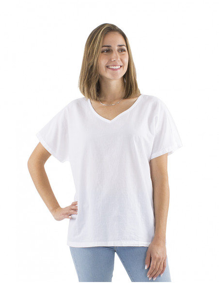 Top viscosa ancho mangas cortas estampado Camelia