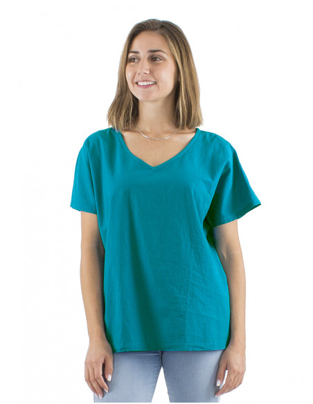 Top viscosa ancho mangas cortas estampado Camelia