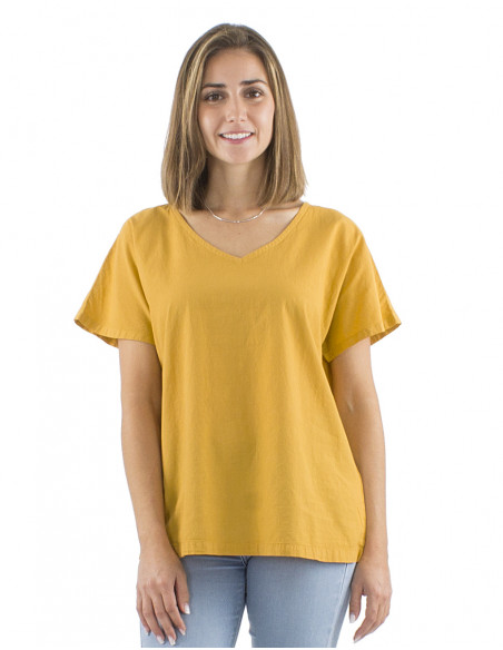 Top viscosa ancho mangas cortas estampado Camelia