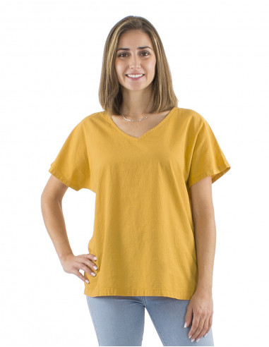 Top viscosa ancho mangas cortas estampado Camelia