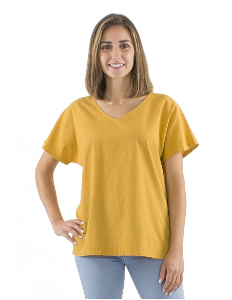 Top viscosa ancho mangas cortas estampado Camelia