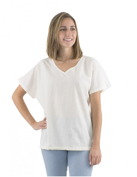 Top viscosa ancho mangas cortas estampado Camelia