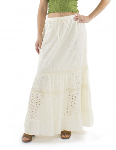 Falda algodon bordada larga...