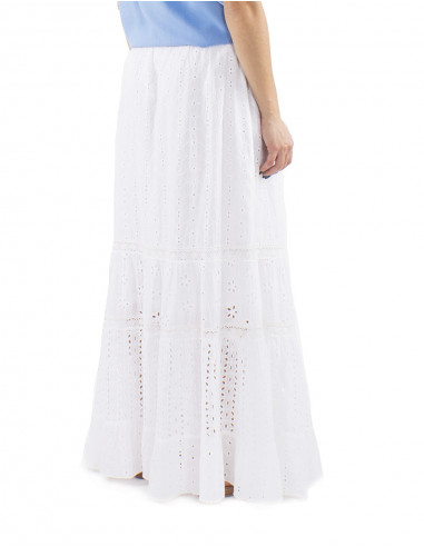 Falda algodon bordada larga lisa doblada