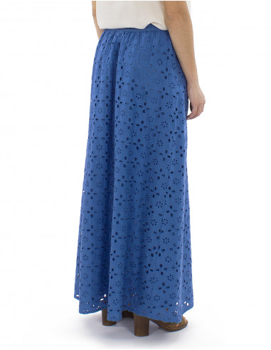 Falda algodon lisa recta larga doblada