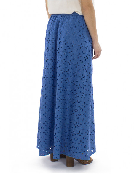 Falda algodon lisa recta larga doblada