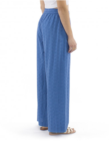 Pantalon algodon bordado liso cinturon elastico