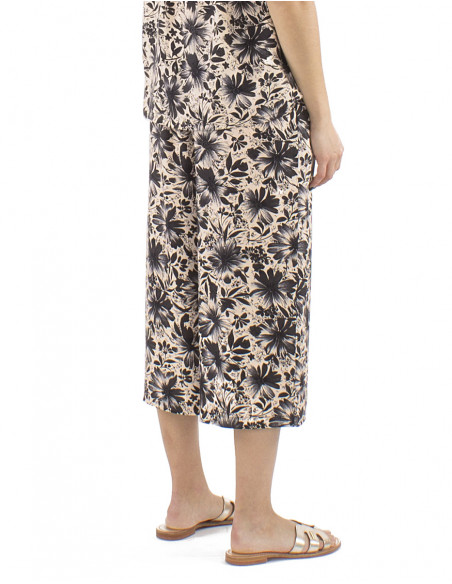 Pantalon corto viscosa 3 botones elastico atras estampado Cassandra