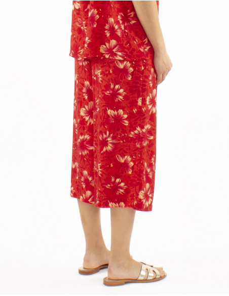 Pantalon corto viscosa 3 botones elastico atras estampado Cassandra