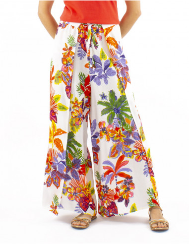 Pantalon pareo viscosa estampado Hawaian