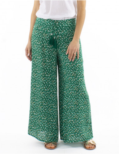Pantalon viscosa ancho cinturon 1/2 elastico...