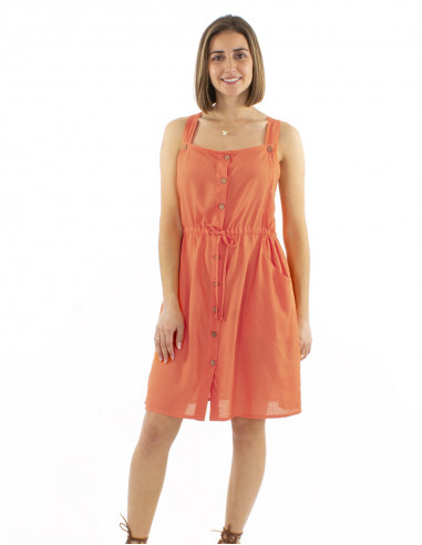 Vestido 91% viscosa 9% lino arriba peto