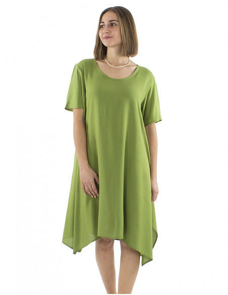 Vestido viscosa liso mangas cortas Mama