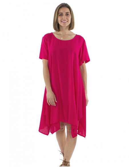 Vestido viscosa liso mangas cortas Mama