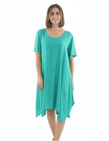 Vestido viscosa liso mangas cortas Mama