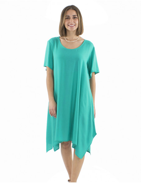 Vestido viscosa liso mangas cortas Mama