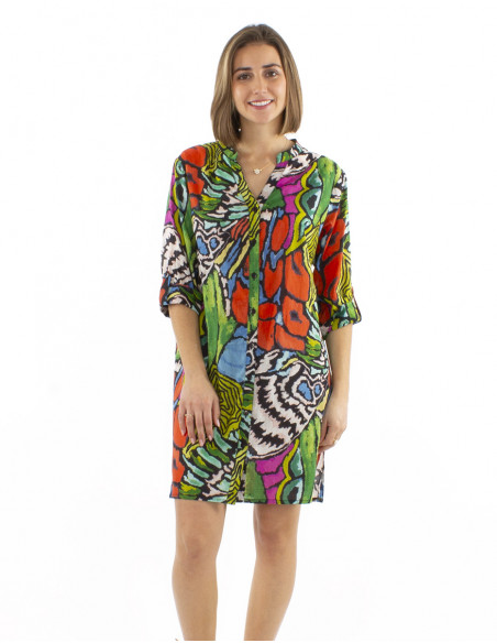 Vestido tunica velo algodon estampado Sauvage