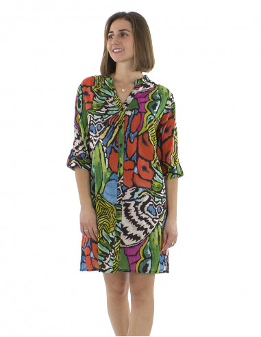 Vestido tunica velo algodon estampado Sauvage