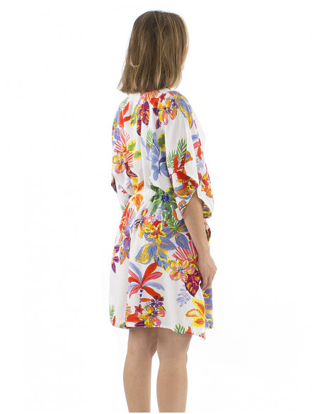 Vestido kaftan algodon estampado Hawaian