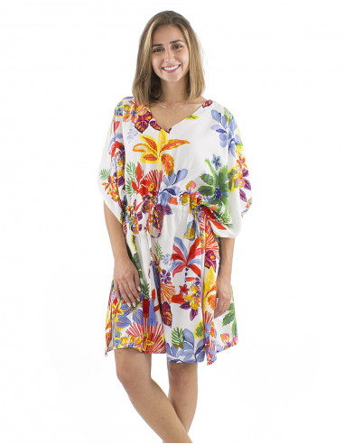 Vestido kaftan algodon estampado Hawaian