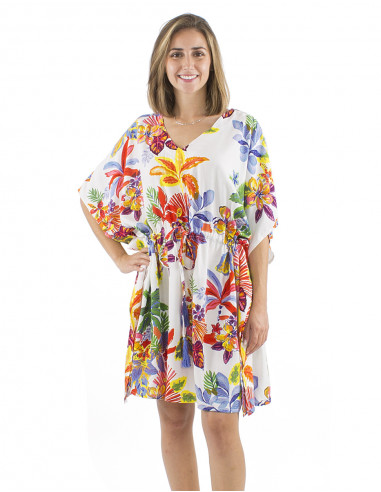 Vestido kaftan algodon estampado Hawaian