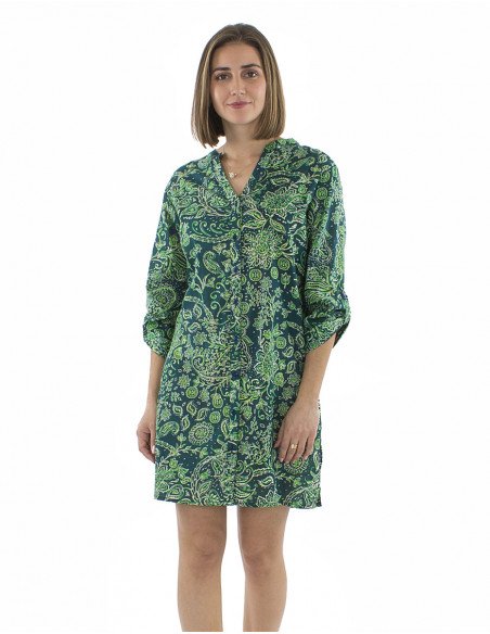 Vestido tunica velo algodon estampado Herma