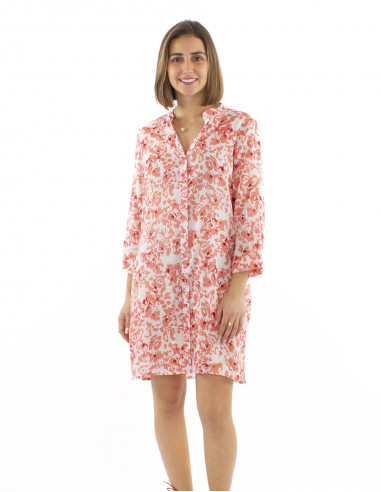 Vestido tunica algodon mangas 3/4 estampado Bali24