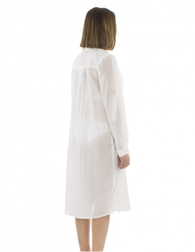 Vestido velo algodon liso con botones mangas...