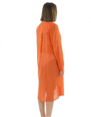 Vestido velo algodon liso con botones mangas...