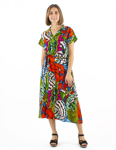 Vestido viscosa mangas cortas estampado Sauvage