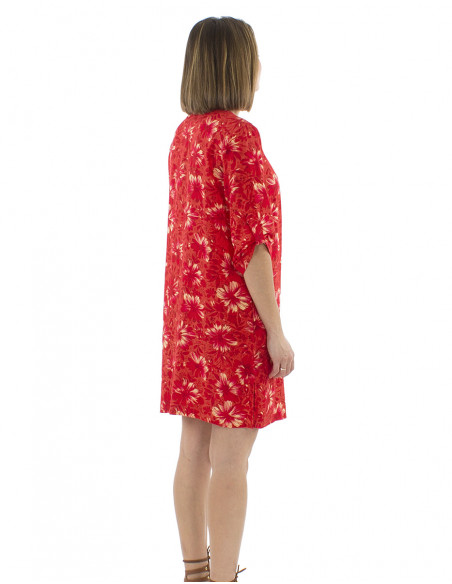Vestido tunica viscosa con botone mangas 3/4 estampado Cassandra