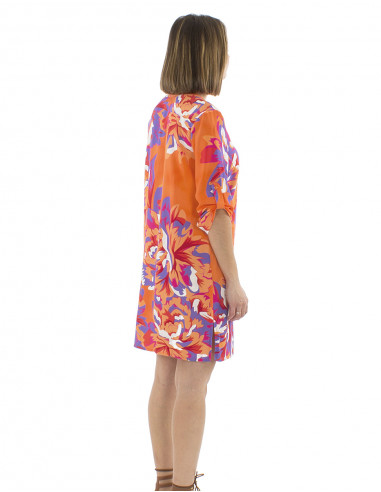 Vestido tunica viscosa con botone mangas 3/4...
