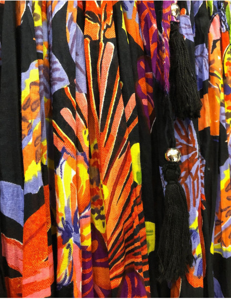 Falda algodon arrugada velo estampado Hawaian