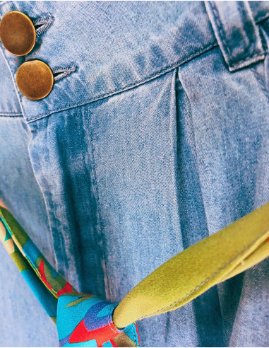 Pantalon algodon denim recto 2 botones