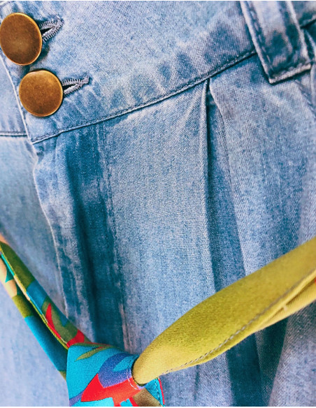 Pantalon algodon denim recto 2 botones