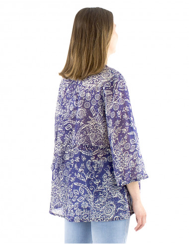 Blusa velo algodon arrugada mangas 3/4...