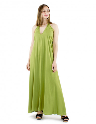 Vestido viscosa liso tirantes espalda desnuda