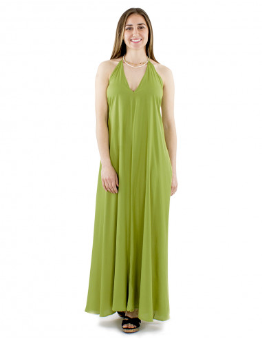 Vestido viscosa liso tirantes espalda desnuda